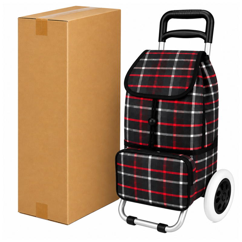 ST-02 Box Of 10 Black Check 2 Wheeler Trolley (New) (image for) ST-02 Box Of 10 Black Check 2 Wheeler Trolley (New)